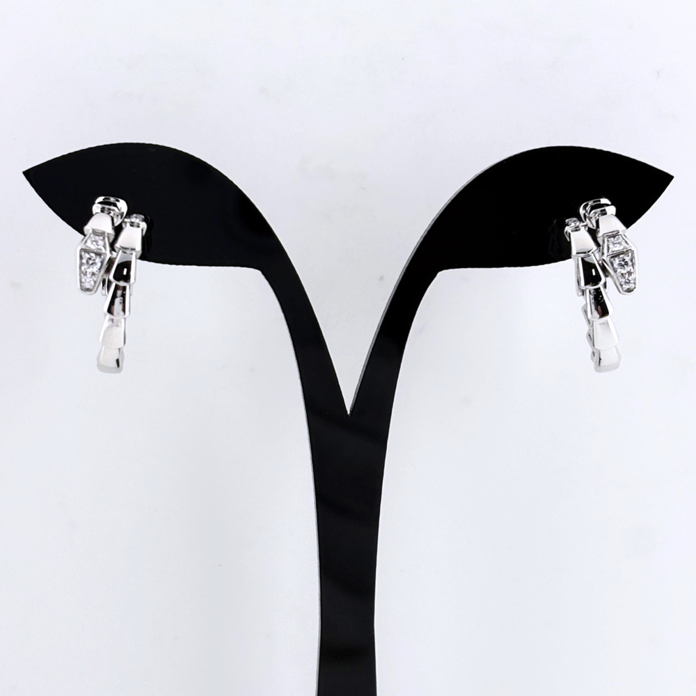Bulgari BVLGARI Serpenti Viper Earrings, Small Diamond 750 Diamond, Women's